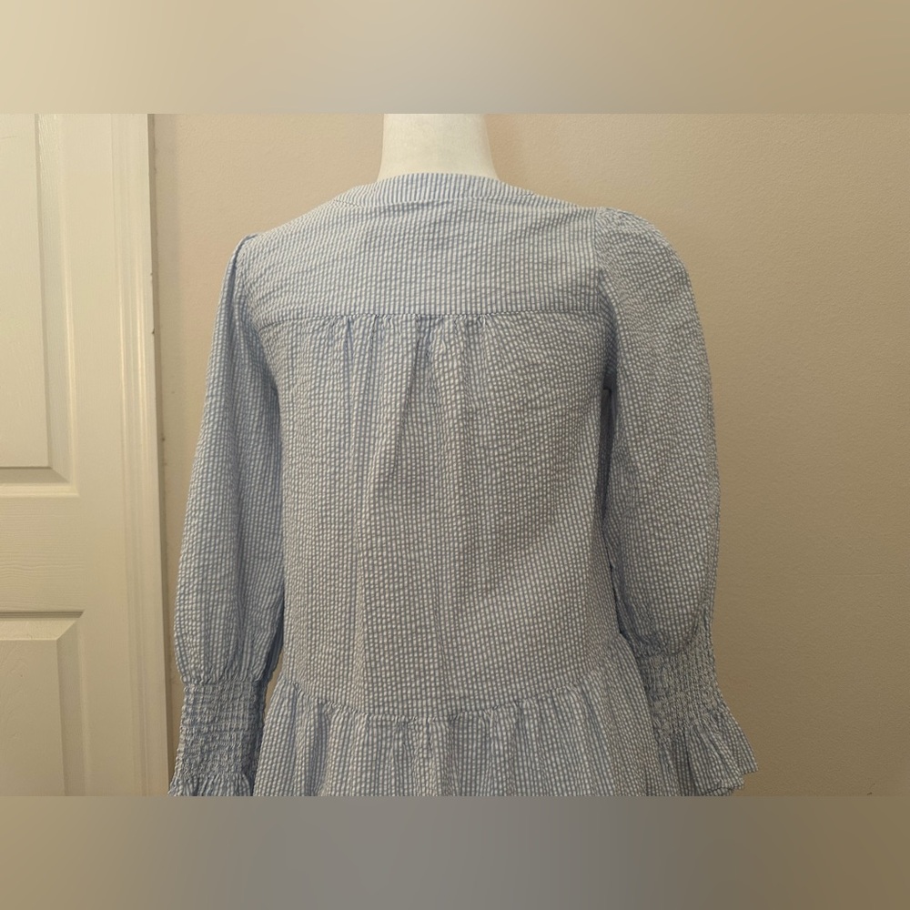 o.p.t. Bay Dress Sz S Striped Seersucker Tiered Summer Coastal Preppy Nautical - Picture 6 of 12